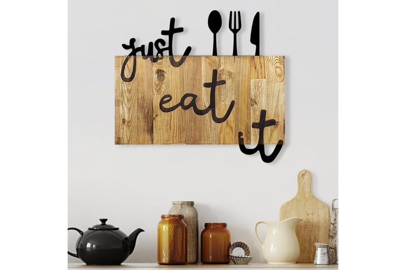 Just Eat It Väggdekor - Svart/Valnöt - Inredning - Väggdekor - Skylt - Plåtskyltar
