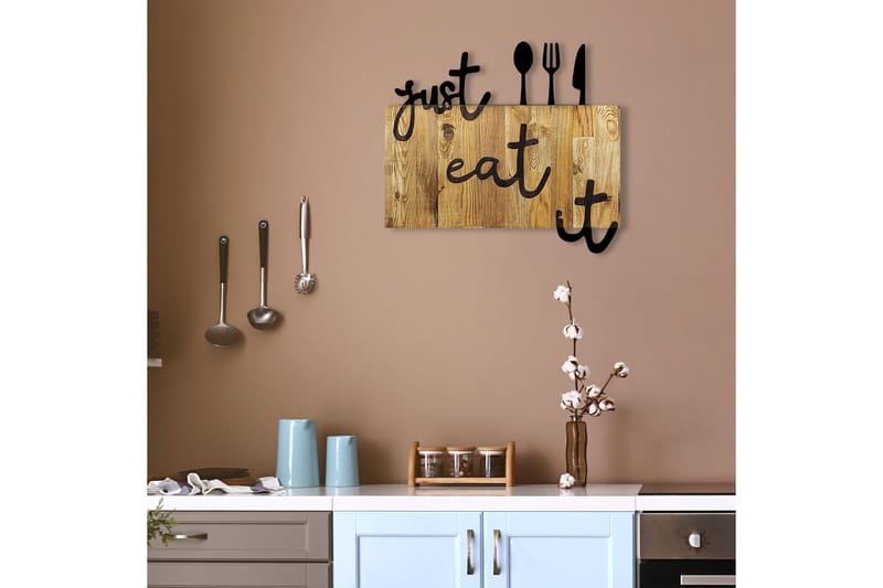 Just Eat It Väggdekor - Svart/Valnöt - Inredning - Väggdekor - Skylt - Plåtskyltar