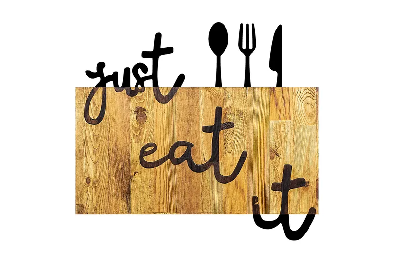 Just Eat It Väggdekor - Svart/Valnöt - Inredning - Väggdekor - Skylt - Plåtskyltar