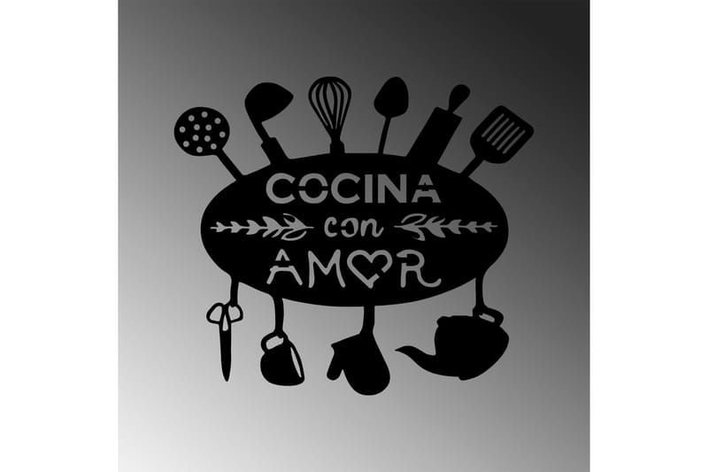 Kitchen With Love Väggdekor - Svart - Inredning - Väggdekor - Skylt - Plåtskyltar