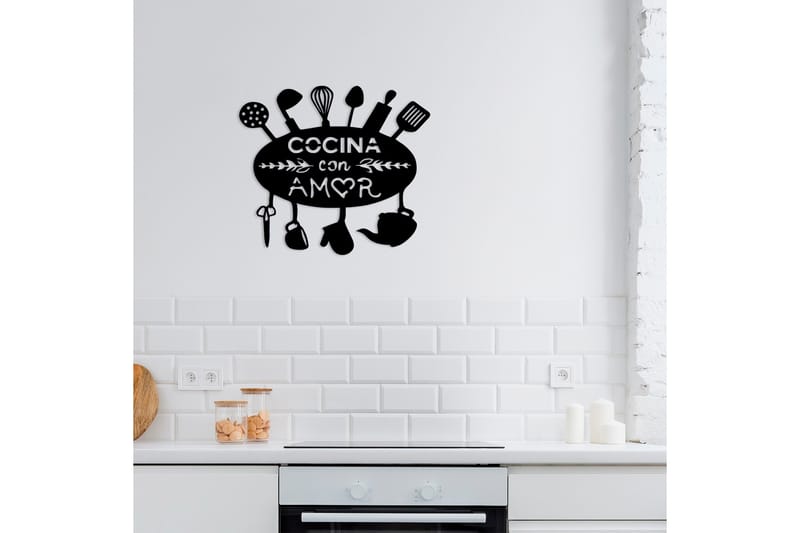 Kitchen With Love Väggdekor - Svart - Inredning - Väggdekor - Skylt - Plåtskyltar