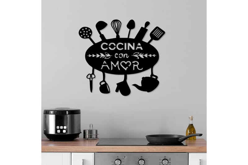 Kitchen With Love Väggdekor - Svart - Inredning - Väggdekor - Skylt - Plåtskyltar