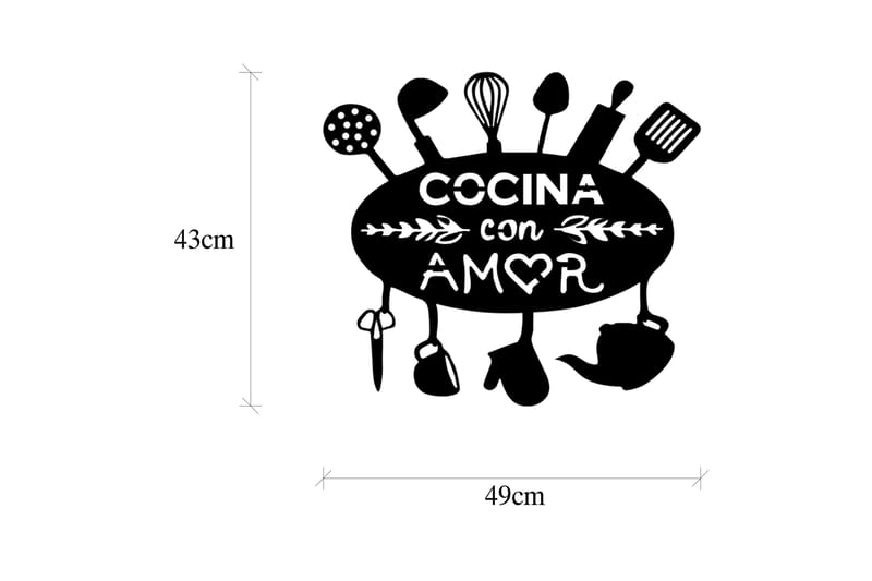 Kitchen With Love Väggdekor - Svart - Inredning - Väggdekor - Skylt - Plåtskyltar
