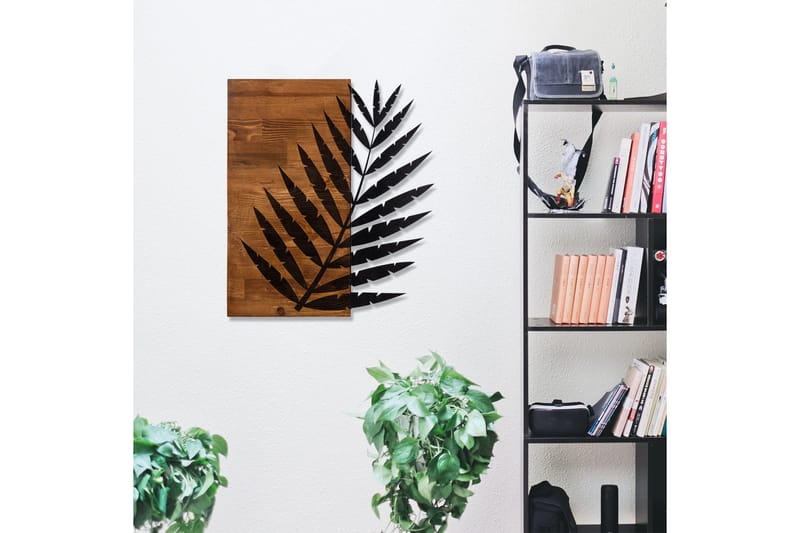 Leaf 3 Väggdekor - Svart/Valnöt - Inredning - Väggdekor - Skylt - Plåtskyltar
