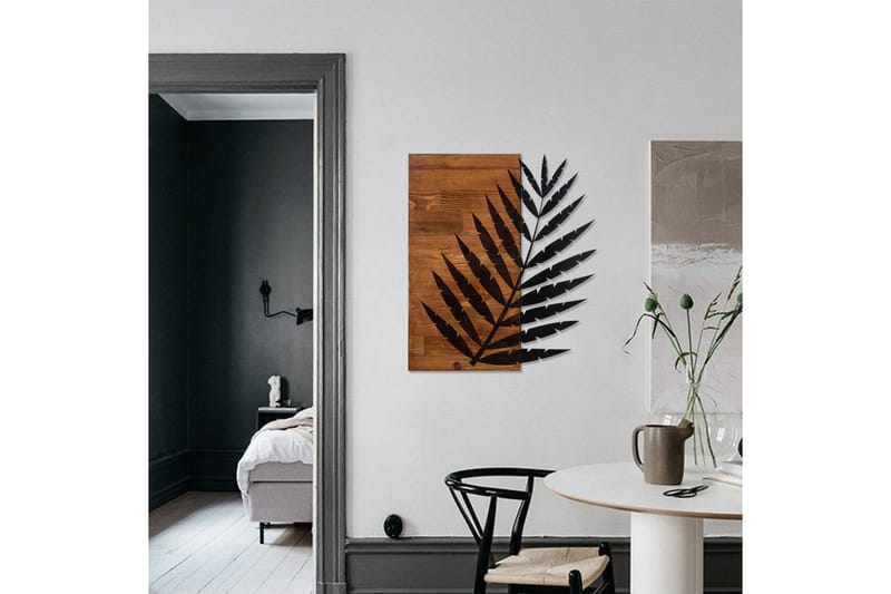 Leaf 3 Väggdekor - Svart/Valnöt - Inredning - Väggdekor - Skylt - Plåtskyltar