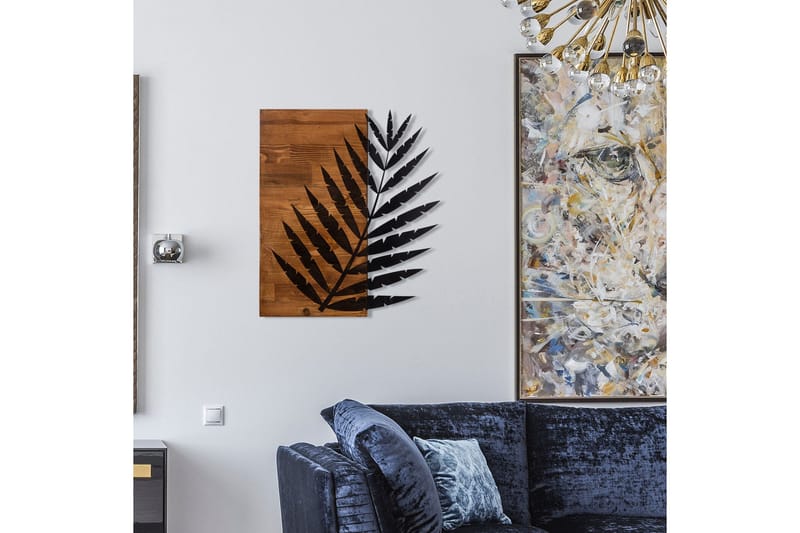 Leaf 3 Väggdekor - Svart/Valnöt - Inredning - Väggdekor - Skylt - Plåtskyltar