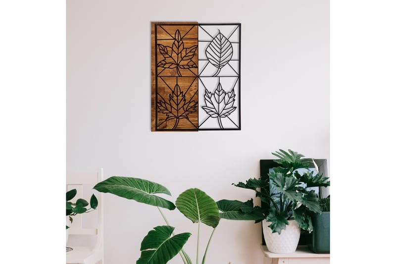 Leaves Väggdekor - Svart/Valnöt - Inredning - Väggdekor - Skylt - Plåtskyltar