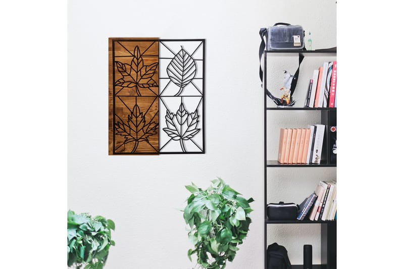 Leaves Väggdekor - Svart/Valnöt - Inredning - Väggdekor - Skylt - Plåtskyltar