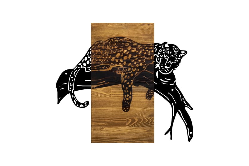 Leopard Väggdekor - Svart/Valnöt - Inredning - Väggdekor - Skylt - Plåtskyltar