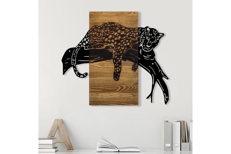 Leopard Väggdekor - Svart/Valnöt - Inredning - Väggdekor - Skylt - Plåtskyltar