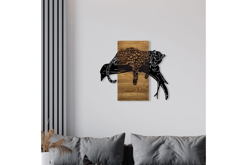 Leopard Väggdekor - Svart/Valnöt - Inredning - Väggdekor - Skylt - Plåtskyltar