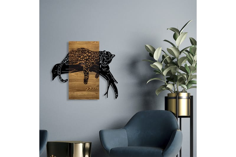 Leopard Väggdekor - Svart/Valnöt - Inredning - Väggdekor - Skylt - Plåtskyltar