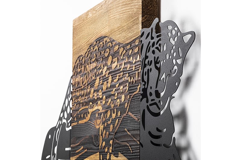 Leopard Väggdekor - Svart/Valnöt - Inredning - Väggdekor - Skylt - Plåtskyltar