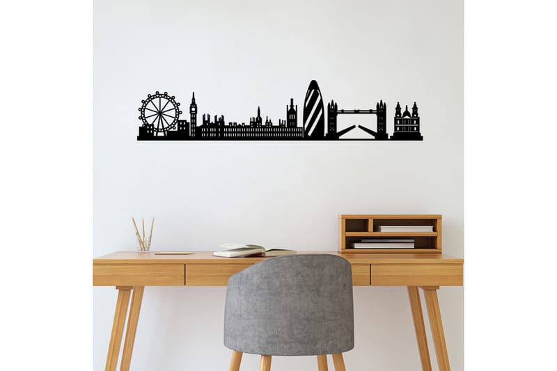 London Skyline Väggdekor - Svart - Inredning - Väggdekor - Skylt - Plåtskyltar