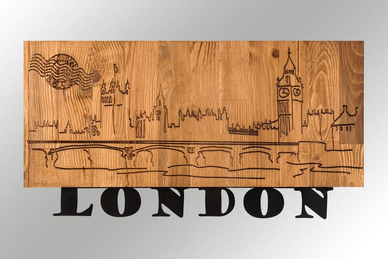 London v2 Väggdekor - Svart/Valnöt - Inredning - Väggdekor - Skylt - Plåtskyltar