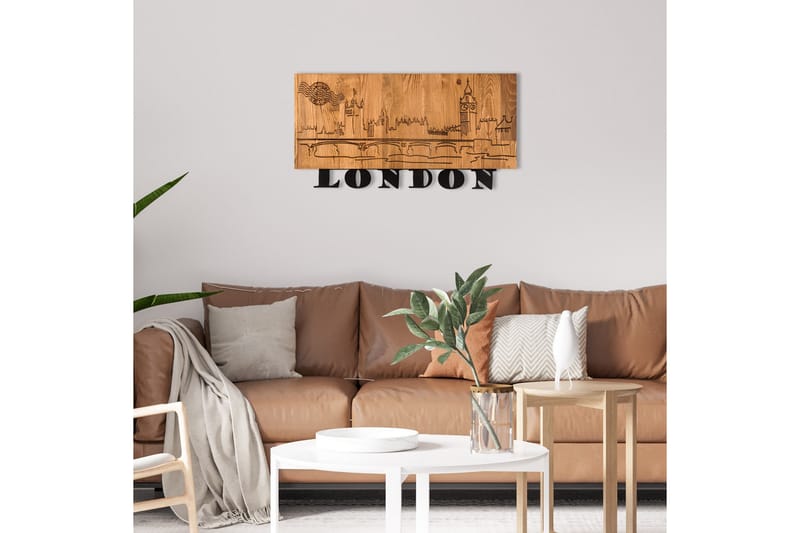 London v2 Väggdekor - Svart/Valnöt - Inredning - Väggdekor - Skylt - Plåtskyltar