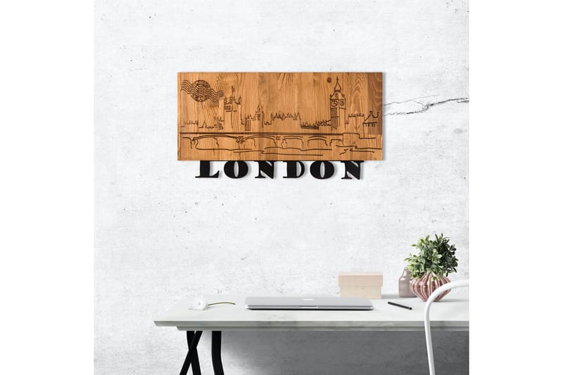 London v2 Väggdekor - Svart/Valnöt - Inredning - Väggdekor - Skylt - Plåtskyltar