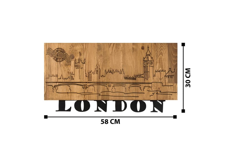 London v2 Väggdekor - Svart/Valnöt - Inredning - Väggdekor - Skylt - Plåtskyltar