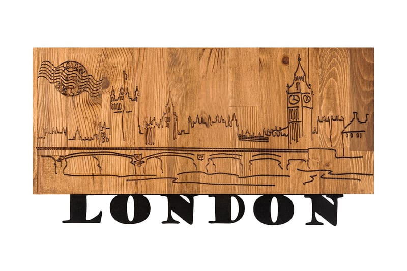London v2 Väggdekor - Svart/Valnöt - Inredning - Väggdekor - Skylt - Plåtskyltar
