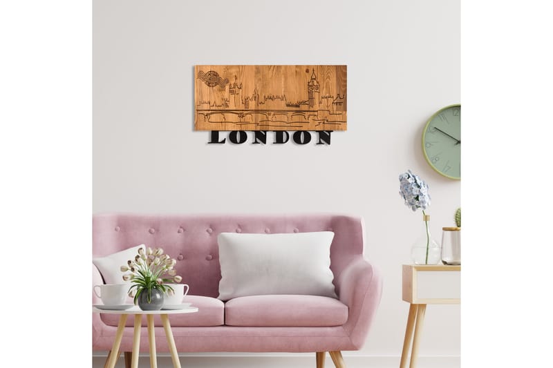 London v2 Väggdekor - Svart/Valnöt - Inredning - Väggdekor - Skylt - Plåtskyltar