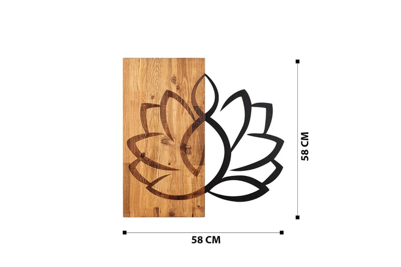 Lotus Väggdekor - Svart/Valnöt - Inredning - Väggdekor - Skylt - Plåtskyltar