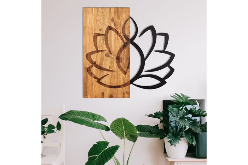 Lotus Väggdekor - Svart/Valnöt - Inredning - Väggdekor - Skylt - Plåtskyltar
