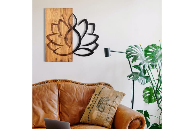 Lotus Väggdekor - Svart/Valnöt - Inredning - Väggdekor - Skylt - Plåtskyltar