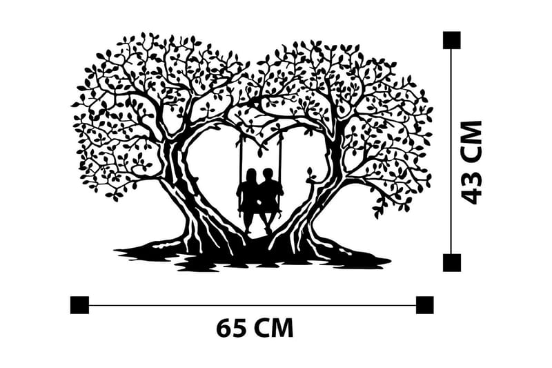 Love Tree Väggdekor - Svart - Plåtskyltar