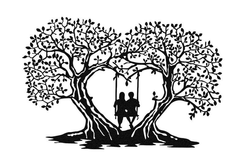 Love Tree Väggdekor, Svart