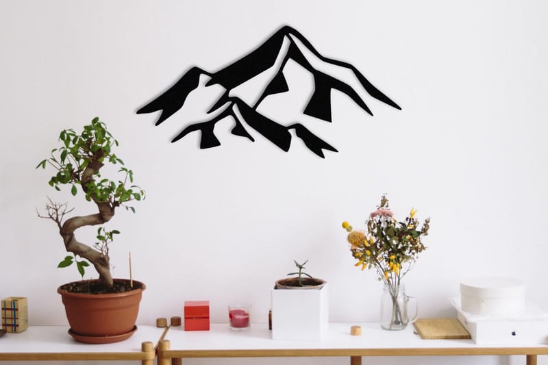 Mountain 1 Metal Väggdekor, Svart