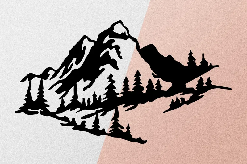 Mountain 2 Metal Väggdekor - Svart - Inredning - Väggdekor - Skylt - Plåtskyltar