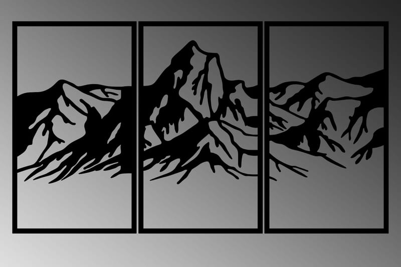 Mountain 4 Väggdekor - Svart - Inredning - Väggdekor - Skylt - Plåtskyltar