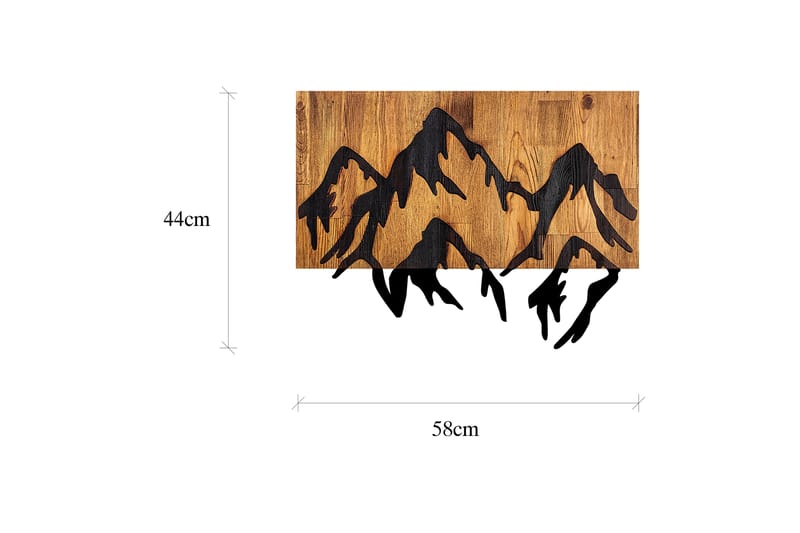 Mountain 5 Väggdekor - Svart/Ljus Valnöt - Inredning - Väggdekor - Skylt - Plåtskyltar
