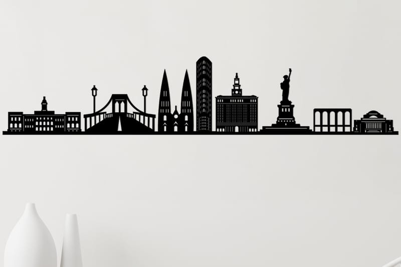 New York Skyline Väggdekor - Svart - Inredning - Väggdekor - Skylt - Plåtskyltar