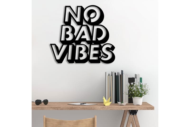 No Bad Vibes Väggdekor - Svart - Inredning - Väggdekor - Skylt - Plåtskyltar