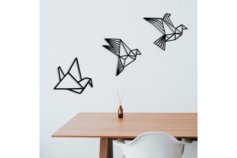 Origami Väggdekor - Svart - Inredning - Väggdekor - Skylt - Plåtskyltar