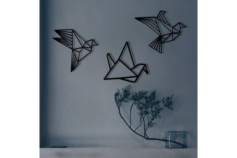 Origami Väggdekor - Svart - Inredning - Väggdekor - Skylt - Plåtskyltar