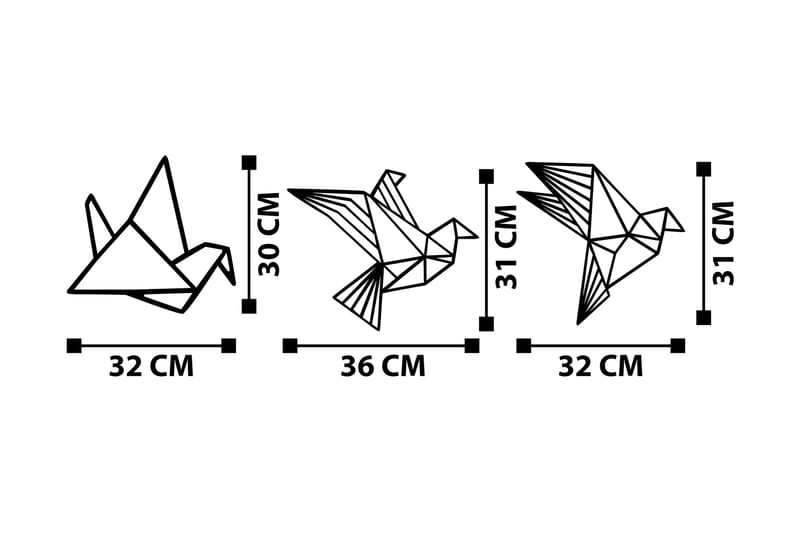 Origami Väggdekor - Svart - Inredning - Väggdekor - Skylt - Plåtskyltar