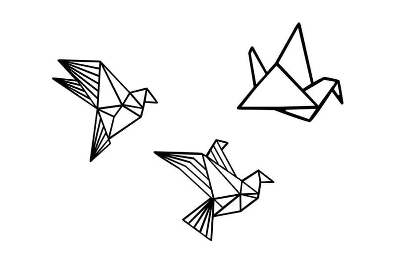 Origami Väggdekor - Svart - Inredning - Väggdekor - Skylt - Plåtskyltar