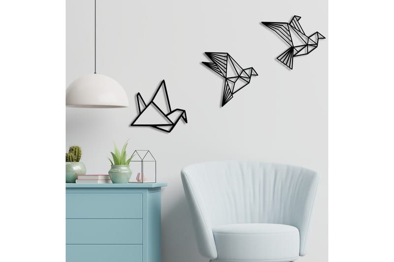 Origami Väggdekor - Svart - Inredning - Väggdekor - Skylt - Plåtskyltar