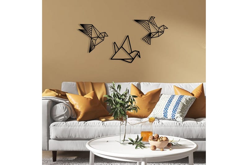 Origami Väggdekor - Svart - Inredning - Väggdekor - Skylt - Plåtskyltar