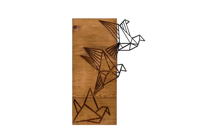 Origami Väggdekor - Svart/Valnöt - Inredning - Väggdekor - Skylt - Plåtskyltar
