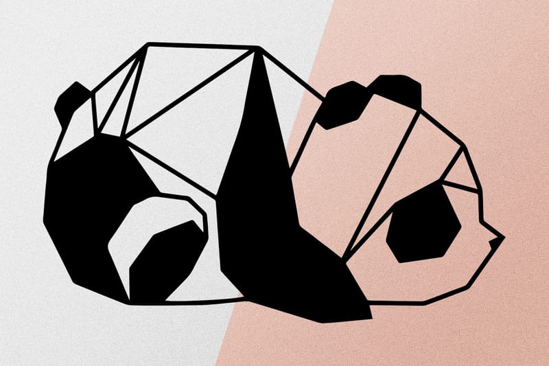Panda 2 Väggdekor - Svart - Inredning - Väggdekor - Skylt - Plåtskyltar