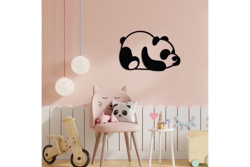 Panda Väggdekor - Svart - Inredning - Väggdekor - Skylt - Plåtskyltar