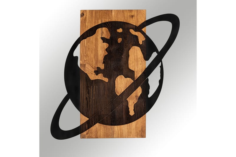 Planet Wooden Accessory Väggdekor - Svart/Valnöt - Inredning - Väggdekor - Skylt - Plåtskyltar