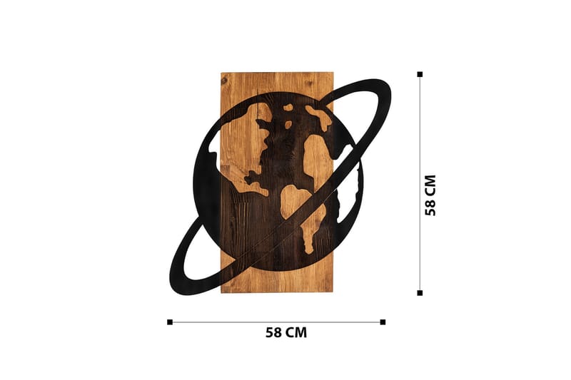 Planet Wooden Accessory Väggdekor - Svart/Valnöt - Inredning - Väggdekor - Skylt - Plåtskyltar