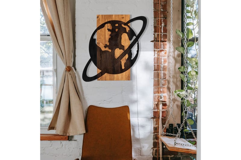 Planet Wooden Accessory Väggdekor - Svart/Valnöt - Inredning - Väggdekor - Skylt - Plåtskyltar