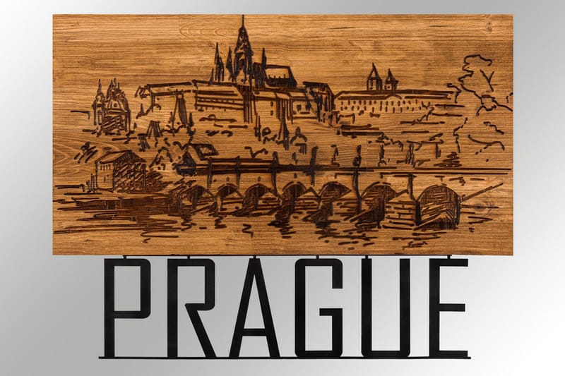 Prague Väggdekor - Svart/Valnöt - Inredning - Väggdekor - Skylt - Plåtskyltar