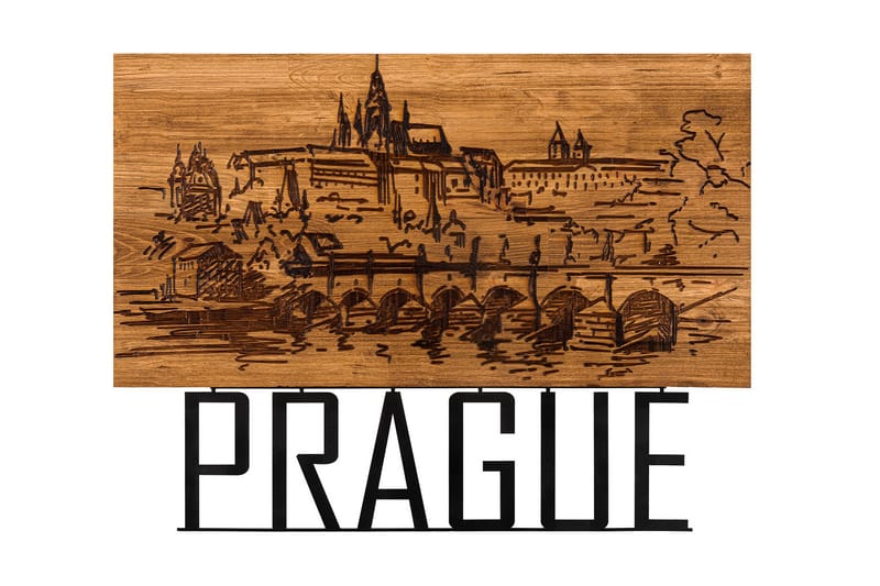 Prague Väggdekor - Svart/Valnöt - Inredning - Väggdekor - Skylt - Plåtskyltar