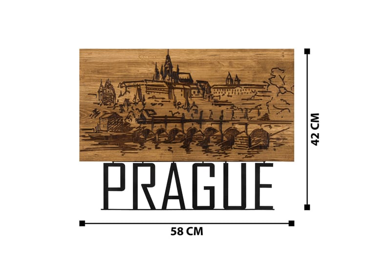 Prague Väggdekor - Svart/Valnöt - Inredning - Väggdekor - Skylt - Plåtskyltar